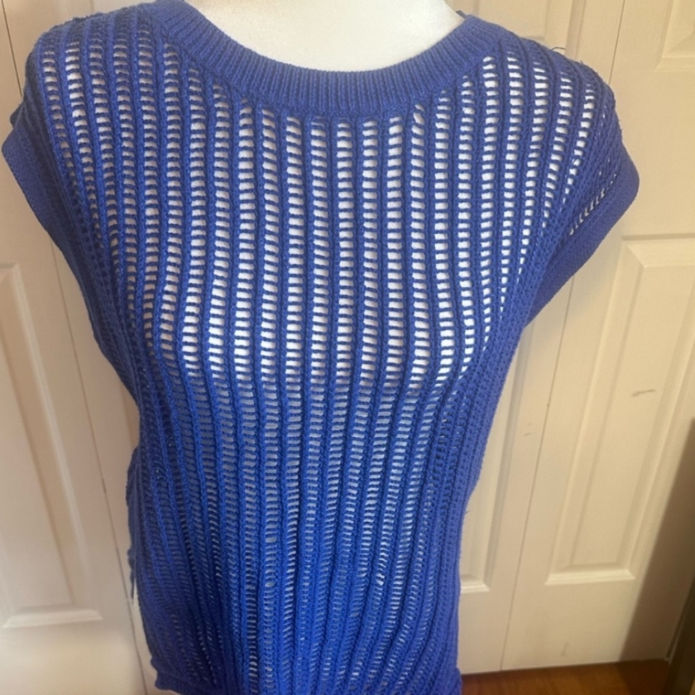 Vibrant Blue Crochet Sleeveless Top XS - Picture 1 of 4